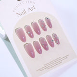 Explosive flash naked powder cat eye simple almond point drill flash diamond press-on nails