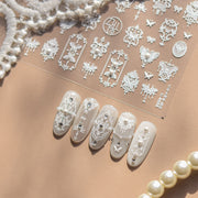 Baroque Crystal: "White Crystal Emboss" – 3D Embossed Nail Sticker