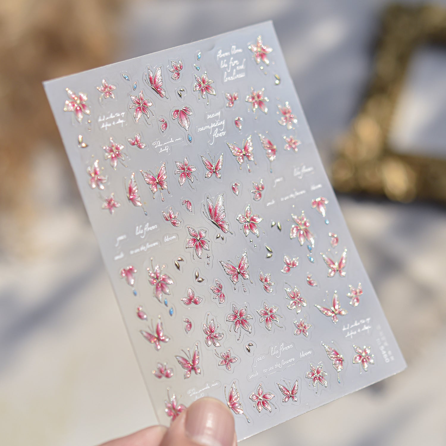 365nails: 동양풍 벚꽃 & 골드 라인 네일 아트 스티커