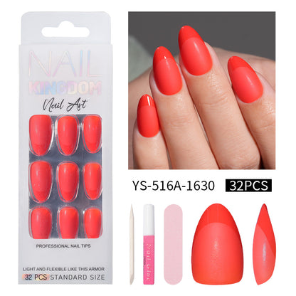 Nail Art Premium Sense Semi-Frosted French Almond Nail Short Removable Patch Fake Nail Finished press on nails