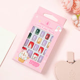 Kids press-on nails Christmas square head manicure Christmas decoration 24 pieces