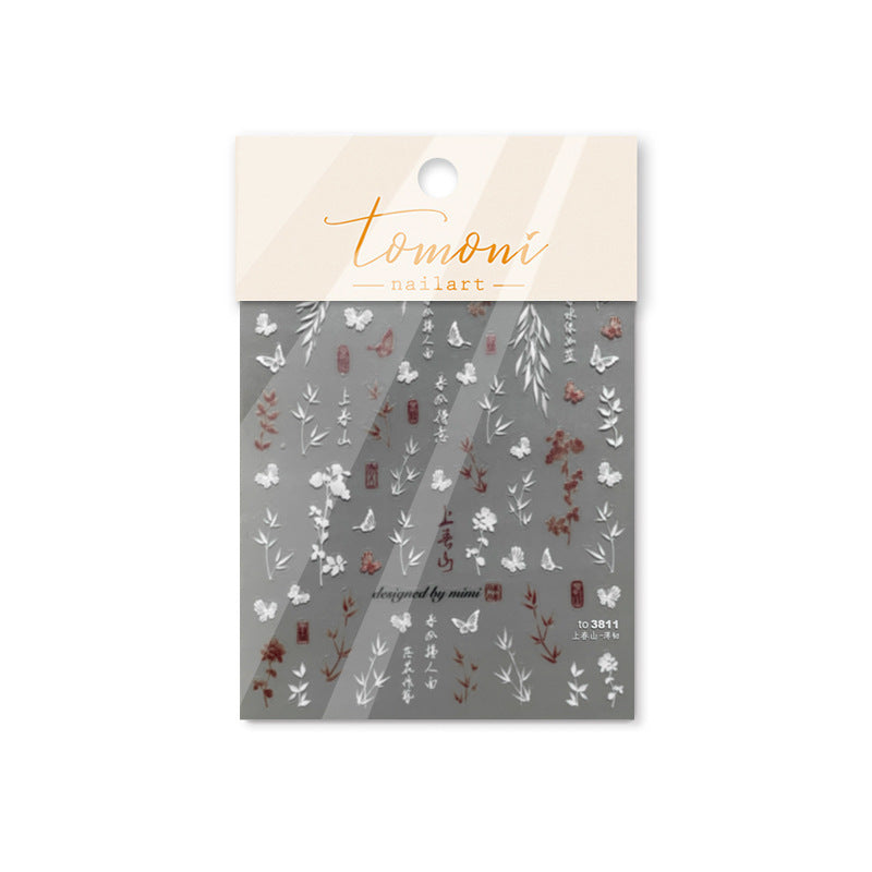 365nails: "ink wash plant & butterfly chinese style" – Nail Art Stickers