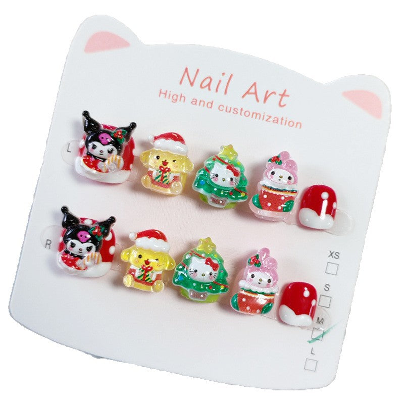 365nails：「Sanrio Christmas Party」—手工製可愛短款橢圓形穿戴甲
