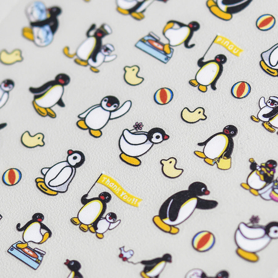 Cute Penguin Family – Sweet Cartoon Nail Art Stickers