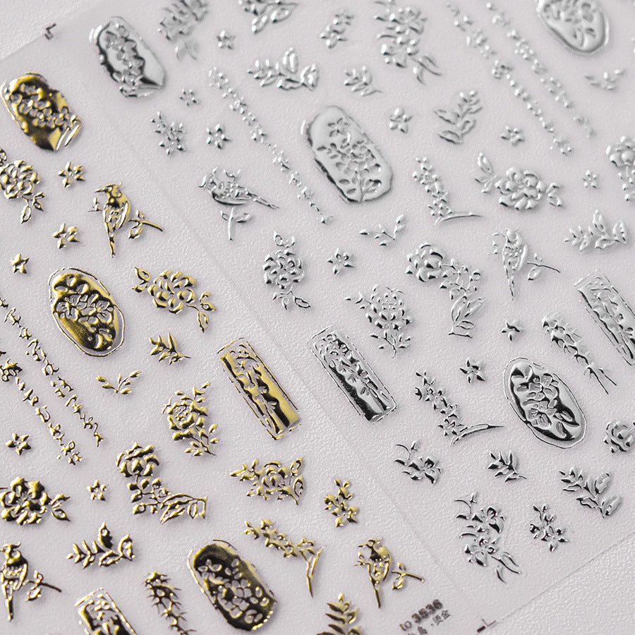 New Gold Foil Floral – Luxe Chinese Style Nail Art Set