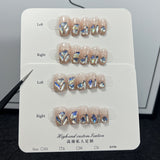 Verão fresco luar azul brilhante diamante curto manicure patch destacável unhas postiças puras feitas à mão unhas press-on atacado ｜ 365nails