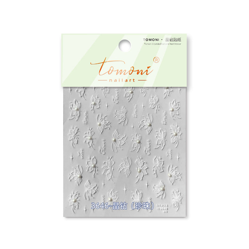 365nails 3D 진주 레이스 플라워 네일 아트 스티커