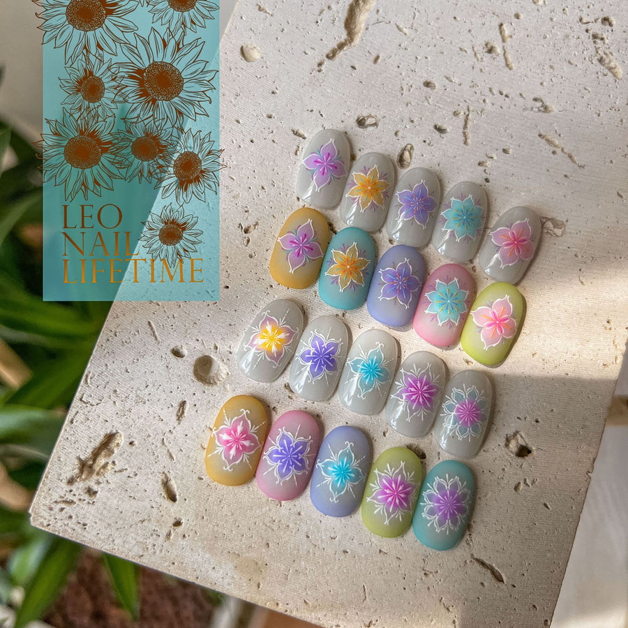 365nails: "보헤미안 컬러풀 플라워" – 네일 아트 스티커