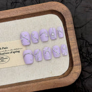 365nails 라일락 미스트 3D 진주 덩굴 수제 숏 코핀형 네일