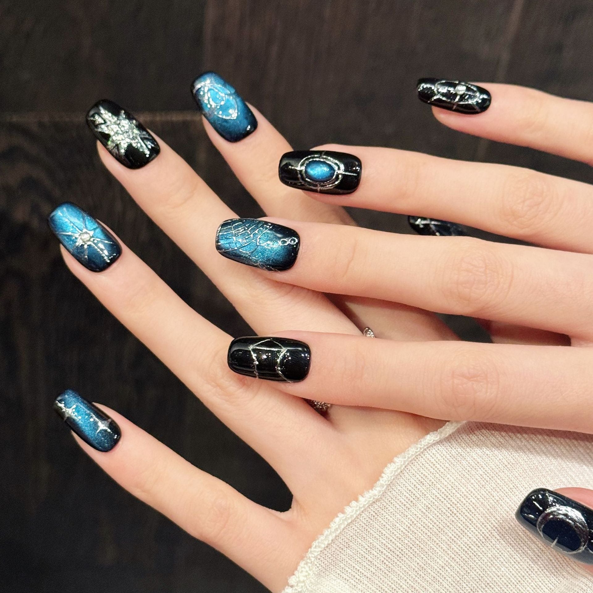 Galaxy Constellation Blue Press On Nails