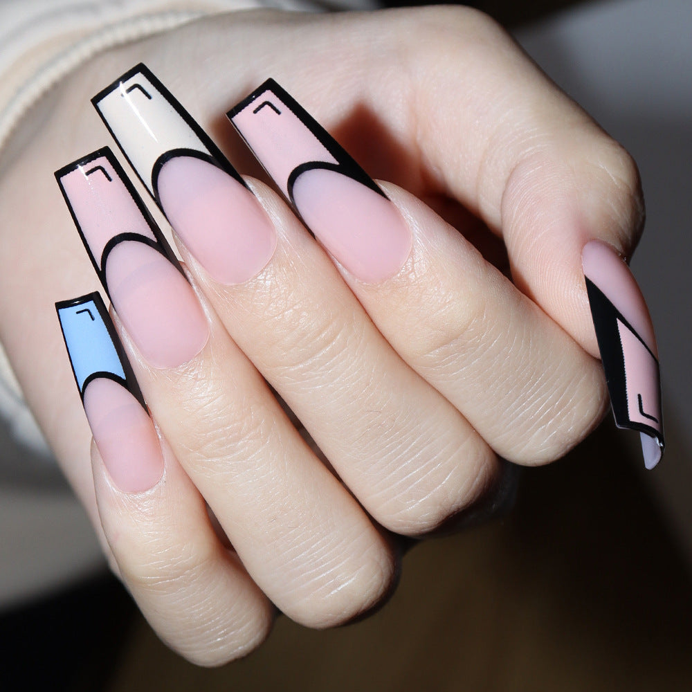 Special for press on nails rectangular full sticker manicure 24 pieces boxed (MOQ=3)