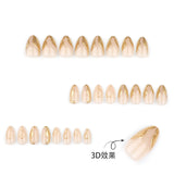 3D gold irregular manicure  short almond nail   hot-selling  film finished product｜365nails