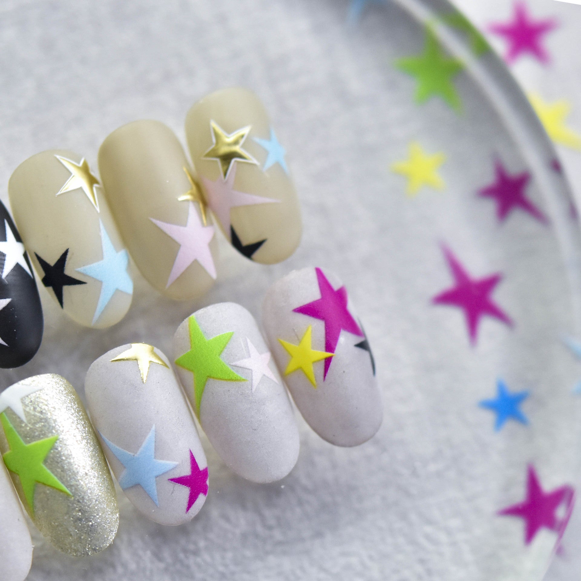 365nails: "Pastel Blue Pink Star Gradient" – nail art stickers