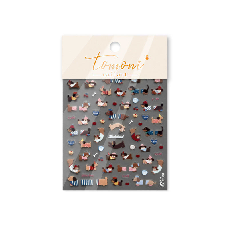 Cute Dachshund Collection: "Little Sausage Dogs" – 3D Embossed Nail Sticker