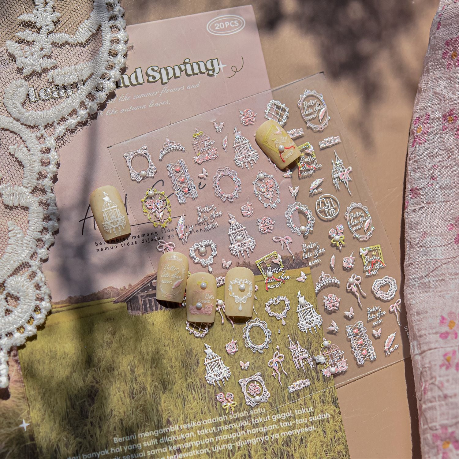 Vintage Castle & Frame Collection: "Fairy Tale Castle" – 3D Crystal Diamond Nail Sticker
