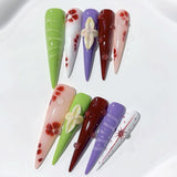 Colorful Floral Sculpted Art Statement Press On Nails