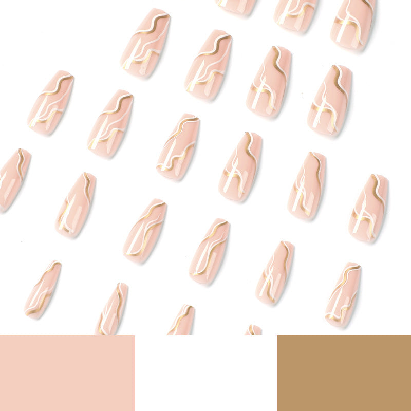 Atacado de produtos para unhas prontas, cores contrastantes de platina simples, unhas postiças onduladas, unhas postiças postiças de pressão, unhas artísticas no outono e inverno｜365nails
