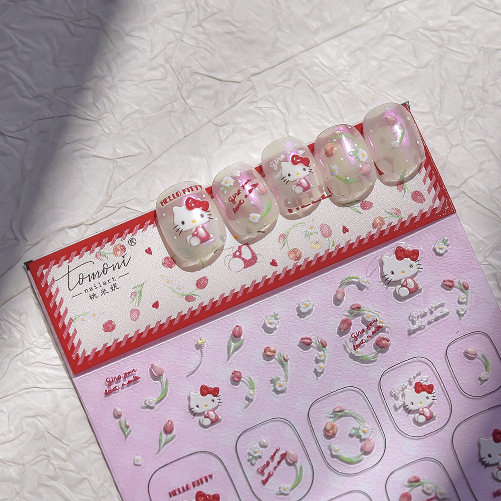 Hello Kitty & Tulip: "Sweet Spring" – 3D Embossed Nail Sticker