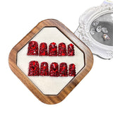 Red Crystal Full Rhinestone Press On Nails