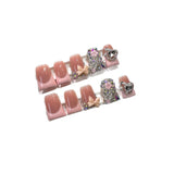 Blush Y2K Crystal Bow Press On Nails