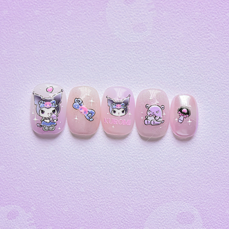 Sanrio Kuromi & Gothic Bow: "Kuromi’s Punk Kawaii" – 5D Embossed Nail Sticker
