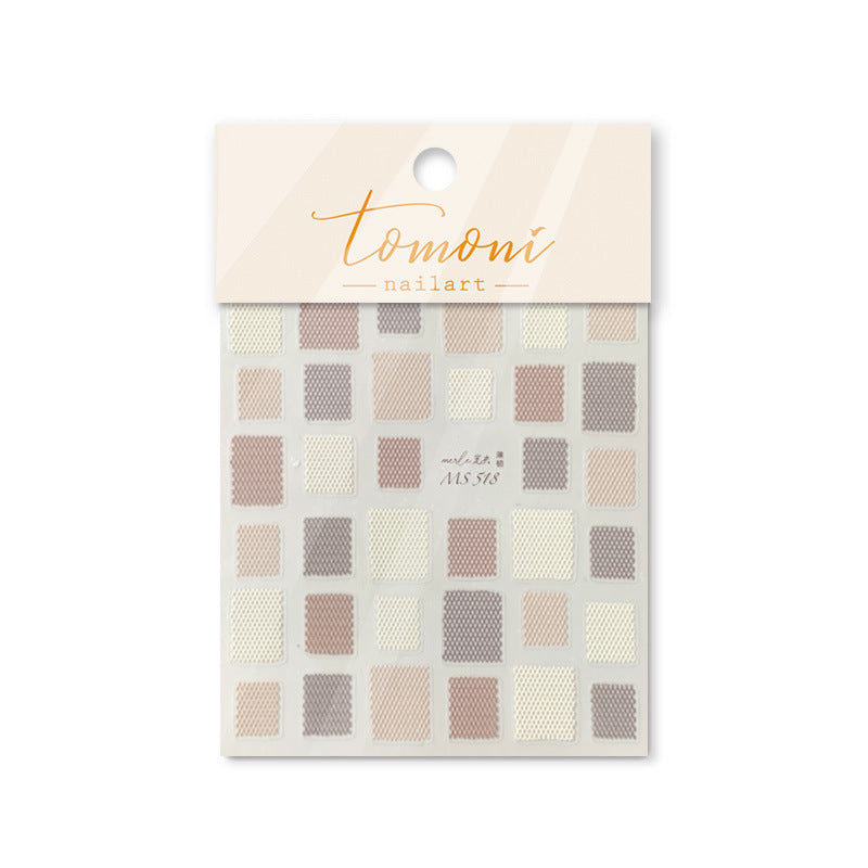 Pastel Checkered Square: "Vintage Gingham Plaid" – 5D Embossed Nail Sticker