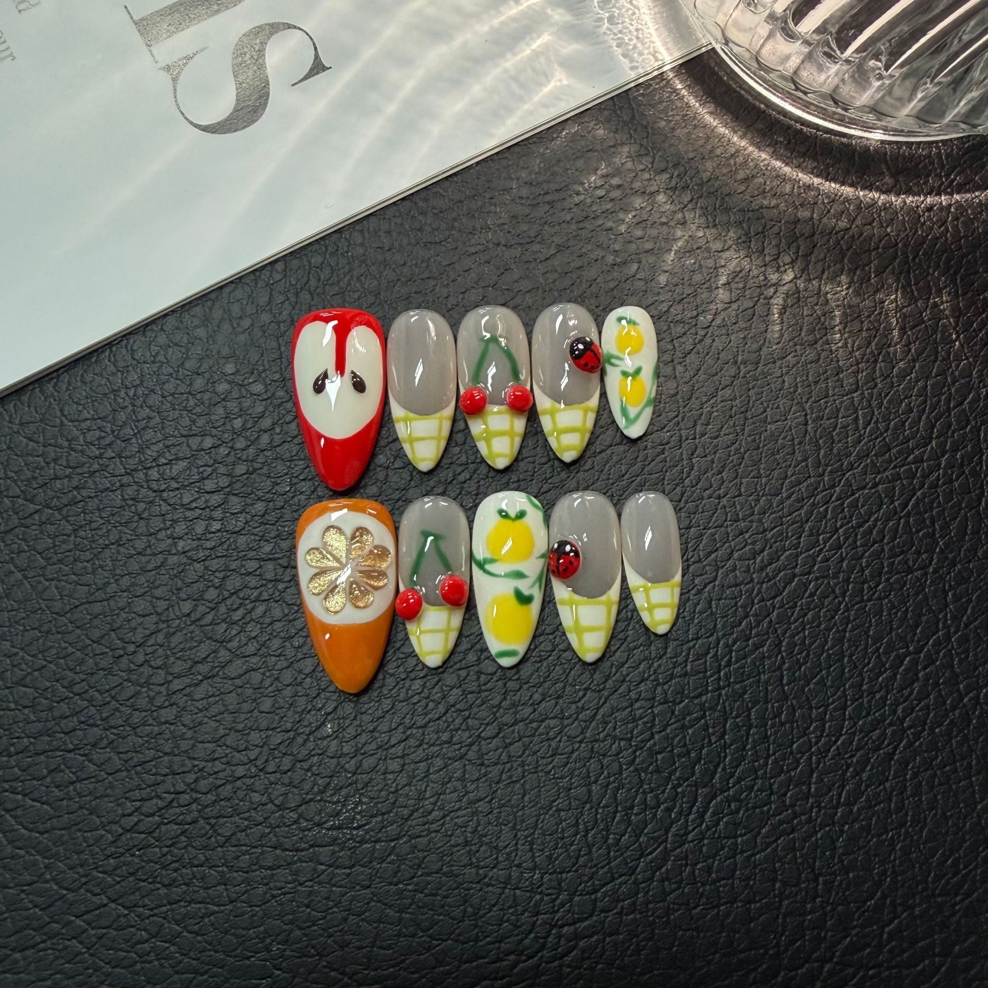 365nails: "Fruit Salad" – 3D Cherry Handmade Almond Nails