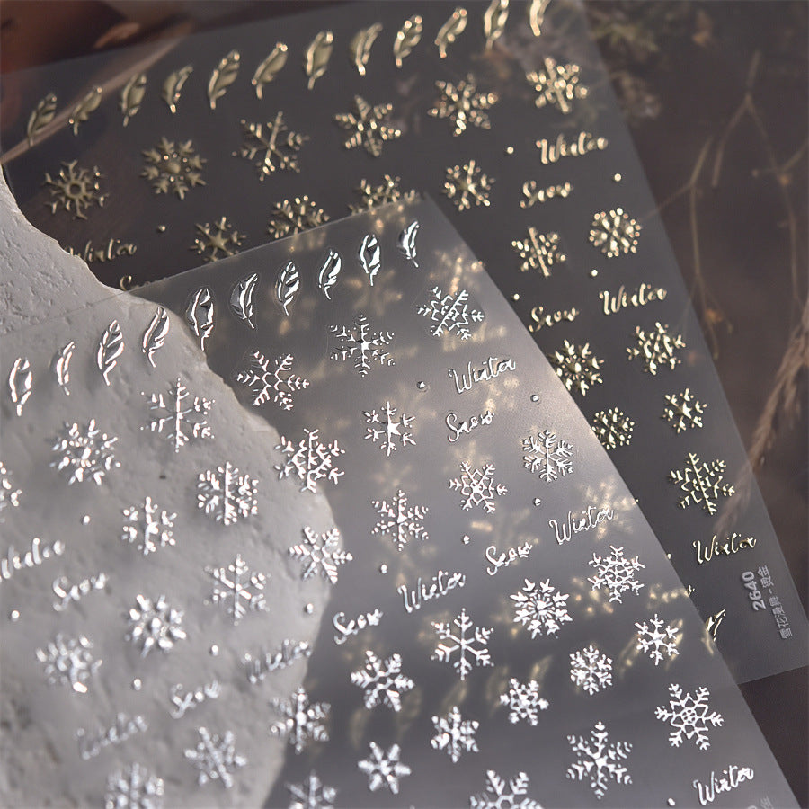 3D 金箔雪花：「冬季仙境」—5D 浮雕甲貼