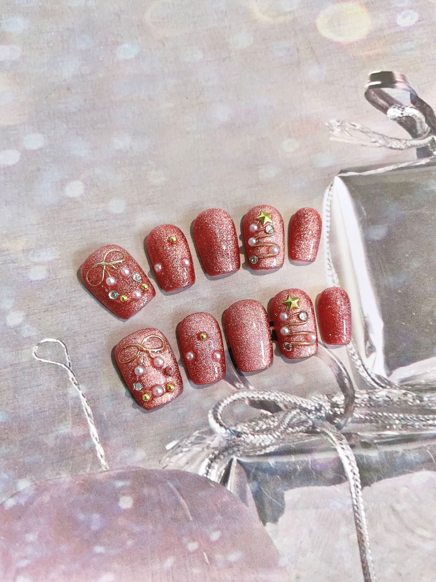 Christmas Collection Handmade press-on nails New Year