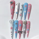 Pastel Star Crystal Sweet Press On Nail Set