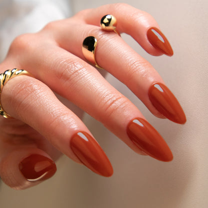Popular color solid color manicure fake nail almond glossy wearable wearable nail removable nail piece｜365nails