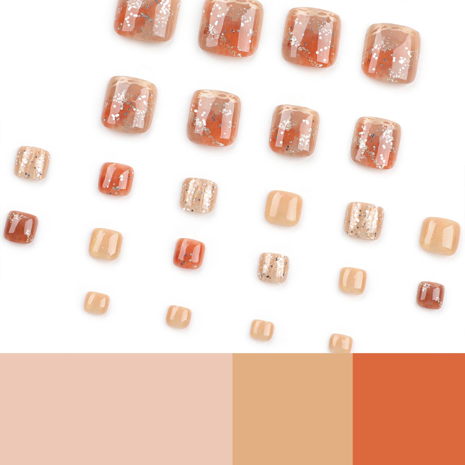 New  toenail caramel color white smudging  and foot manicure  finished product wholesale｜365nails