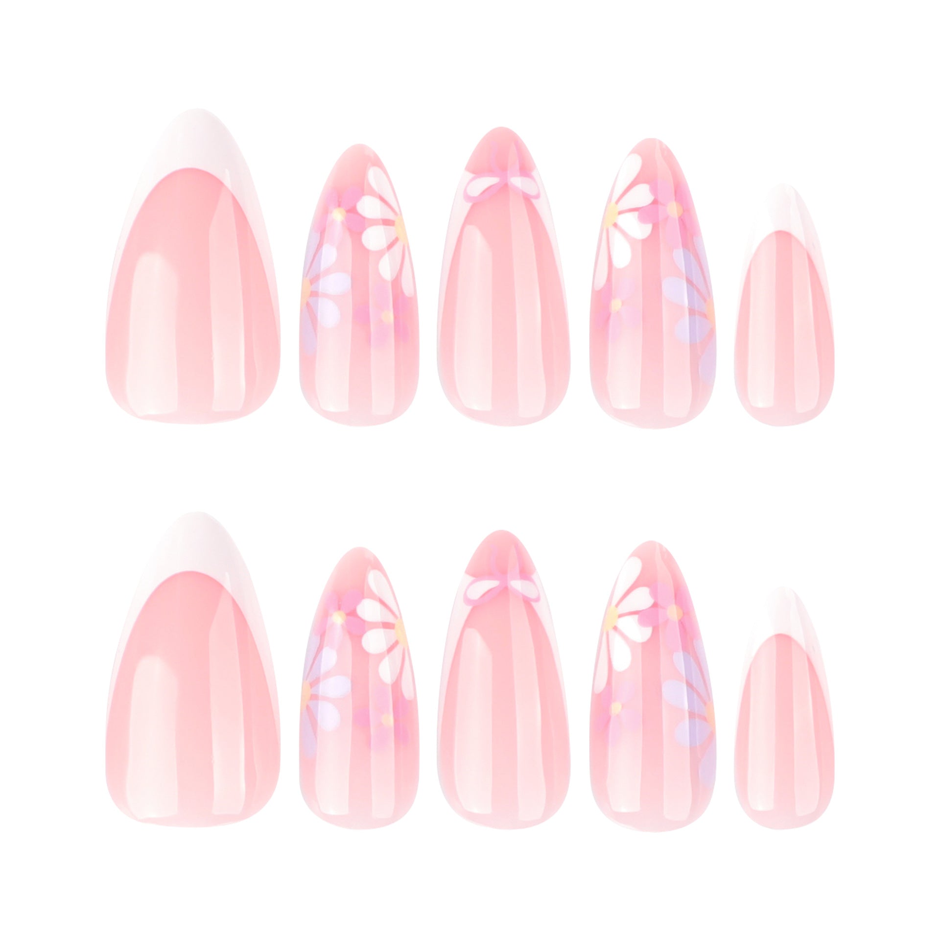 夏日風 法式白 短款杏仁形 可拆式穿戴甲 批發｜365nails