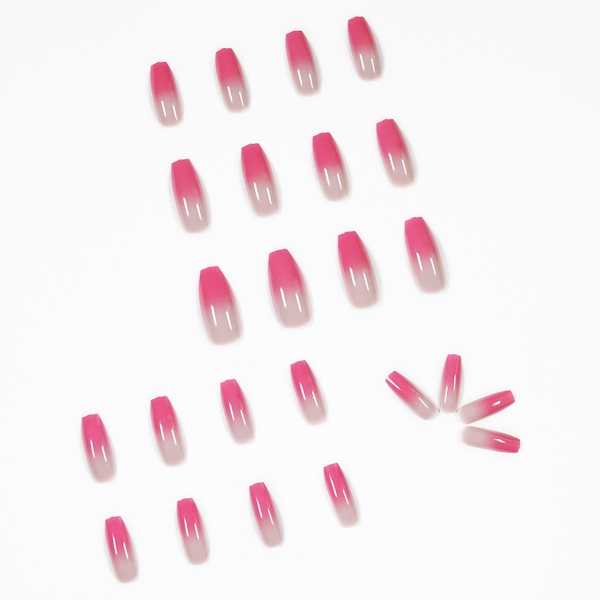 Uñas postizas con acabado de ballet, con cambio gradual de color baya, parche para uñas, pieza de uña extraíble | 365nails