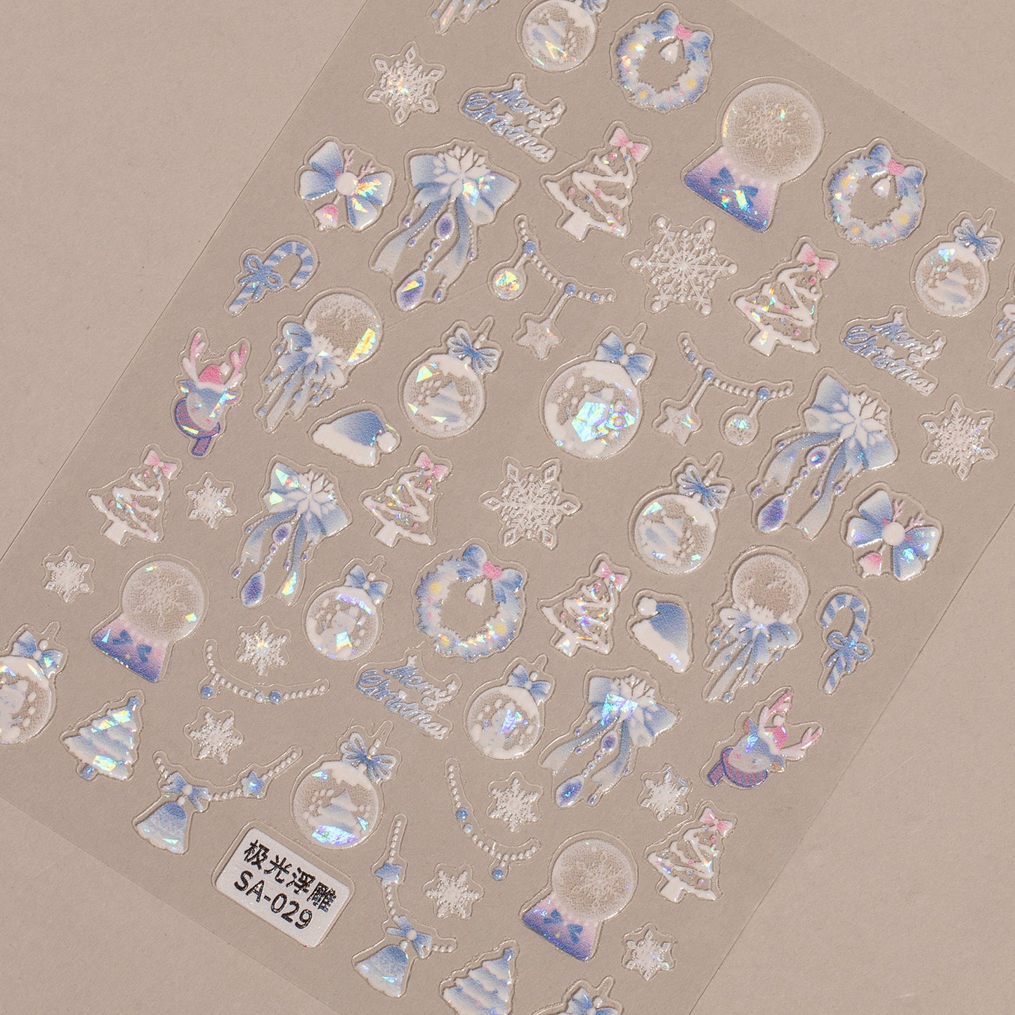 Aurora Christmas Ball Nail Sticker 5D Embossed Three-dimensional Shell Light Christmas Atmosphere DIY Nail Sticker SA