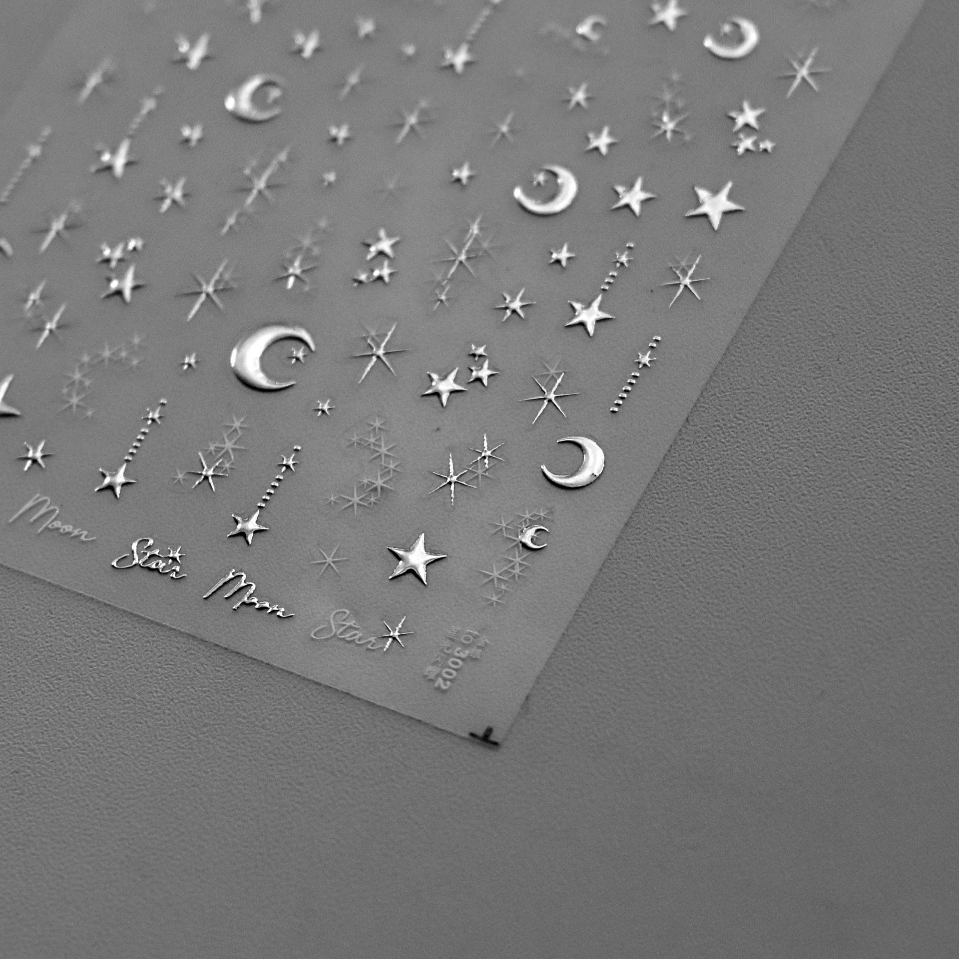 Star & Moon Collection: "New Gold Foil Star & Moon" – 3D Embossed Nail Sticker