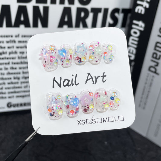 Summer is fresh and icy, Handmade press on nails explodes, cute short nail patch,  sticker wholesale｜365nails
