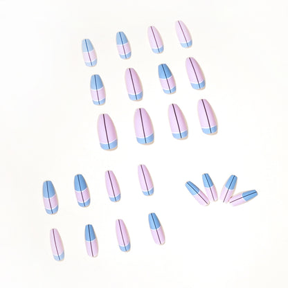press on nail  blue French   direct supply wearable nail finished product｜365nails