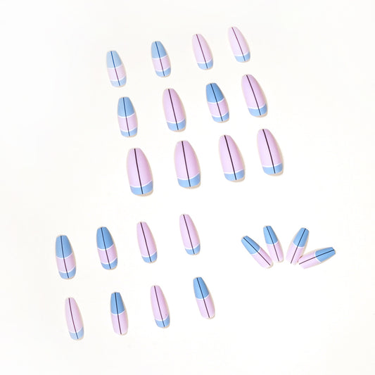 press on nail  blue French   direct supply wearable nail finished product｜365nails