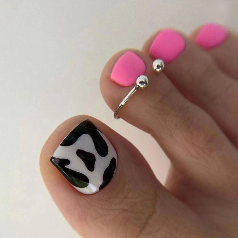 Unhas postiças da moda Barbie rosa doce menina vaca padrão vestindo armadura destacável acabada unhas postiças armadura atacado 24 peças ｜ 365 unhas