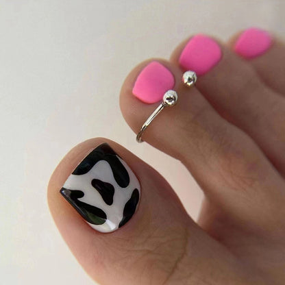 Unhas postiças da moda Barbie rosa doce menina vaca padrão vestindo armadura destacável acabada unhas postiças armadura atacado 24 peças ｜ 365 unhas