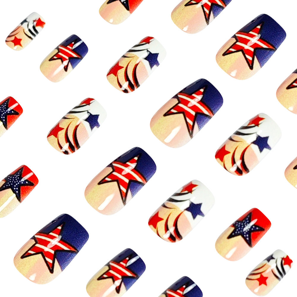 365nails: Independence Day Starlight French Square Press-On Nails