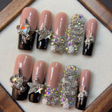 Black Star Crystal Luxury Press-On Nails