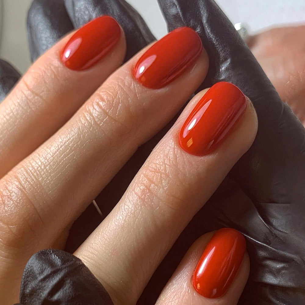 Manicura cuadrada corta clásica en color sólido rojo al por mayor | 365nails