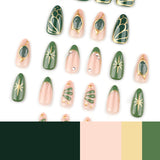 Green Gem Inspired Nails with Gold Metallic Accent Details