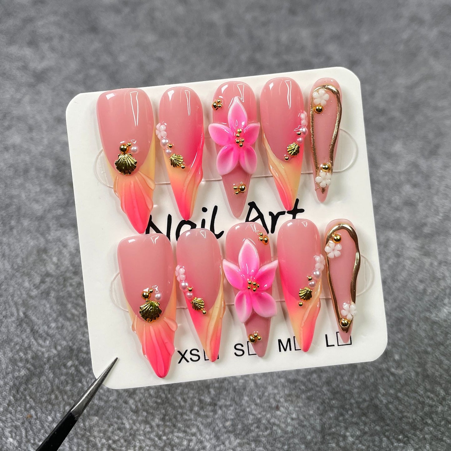 Sunset Blossom Shell Series Press-On Nails