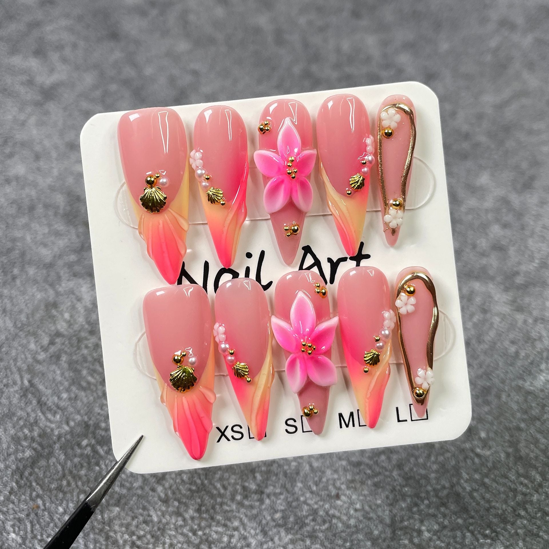 Sunset Blossom Shell Series Press-On Nails