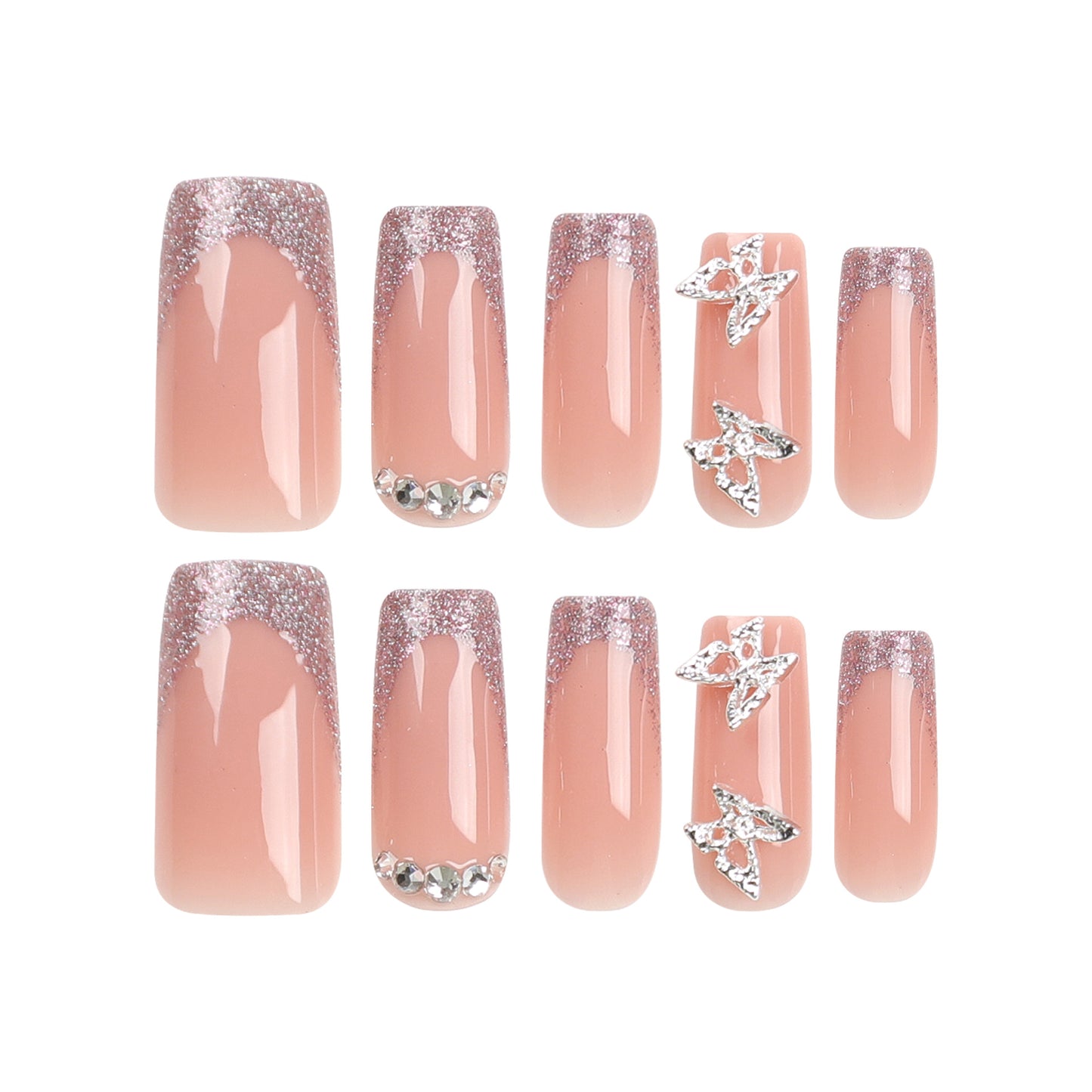 Medium and long square manicure piece Nail piece  wear nail piece Nail art butterfly fake nail nail sticker Nail piece Wear nail｜365nails