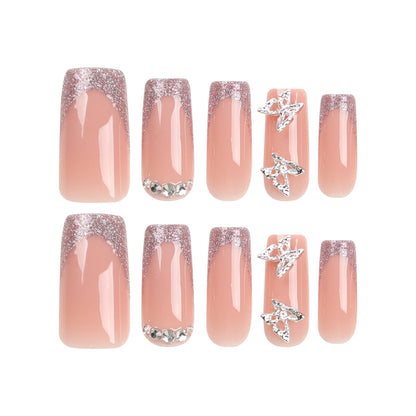 Medium and long square manicure piece Nail piece  wear nail piece Nail art butterfly fake nail nail sticker Nail piece Wear nail｜365nails