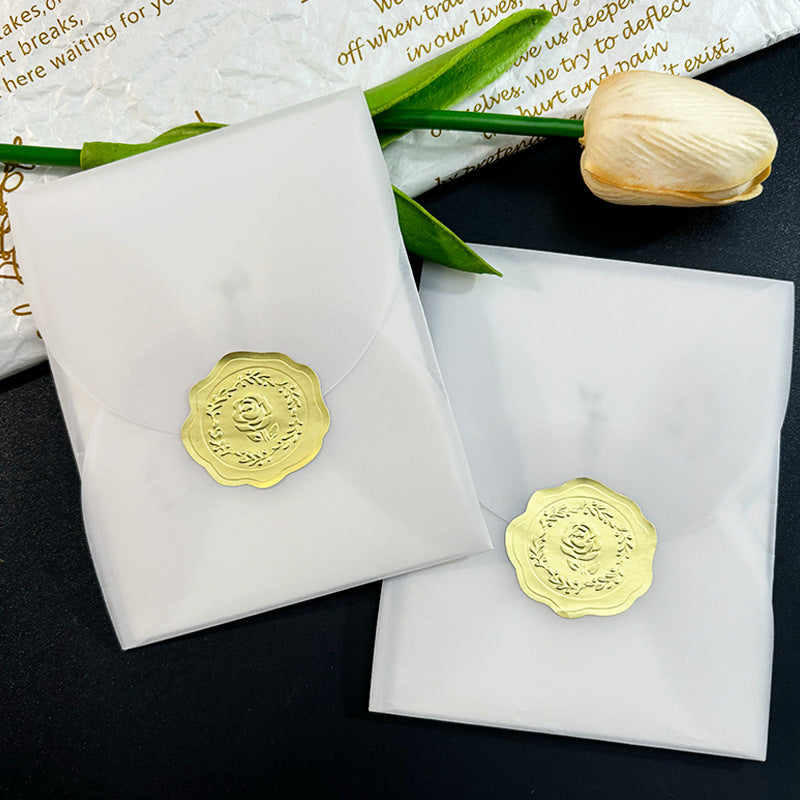 奢華包裝用金箔壓紋玫瑰封貼 (MOQ=10)